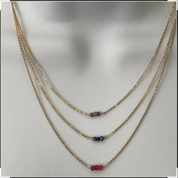 2 x Faceted natural rhodonite gold necklaces - Picture 6 of 6